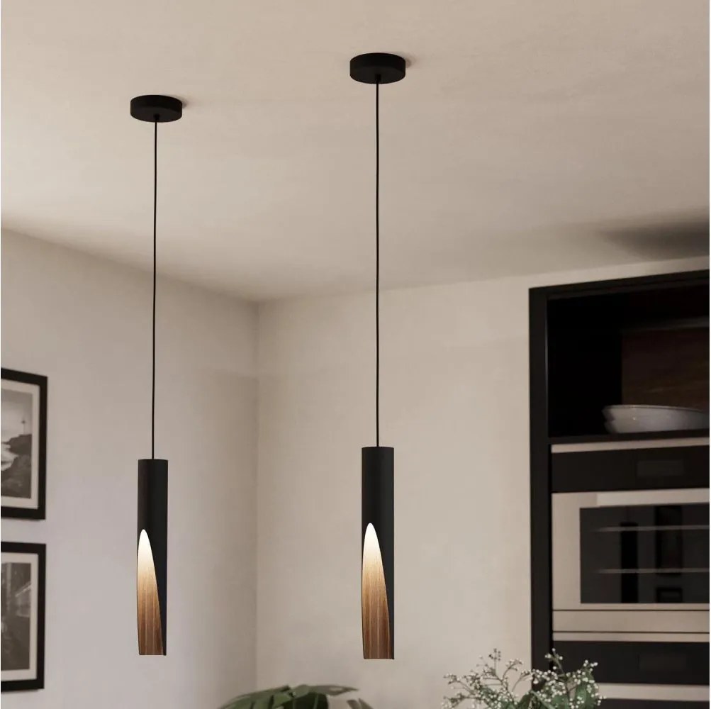 Eglo 900874 - LED luster na lanku BARBOTTO 1xGU10/4,5W/230V čierna/hnedá