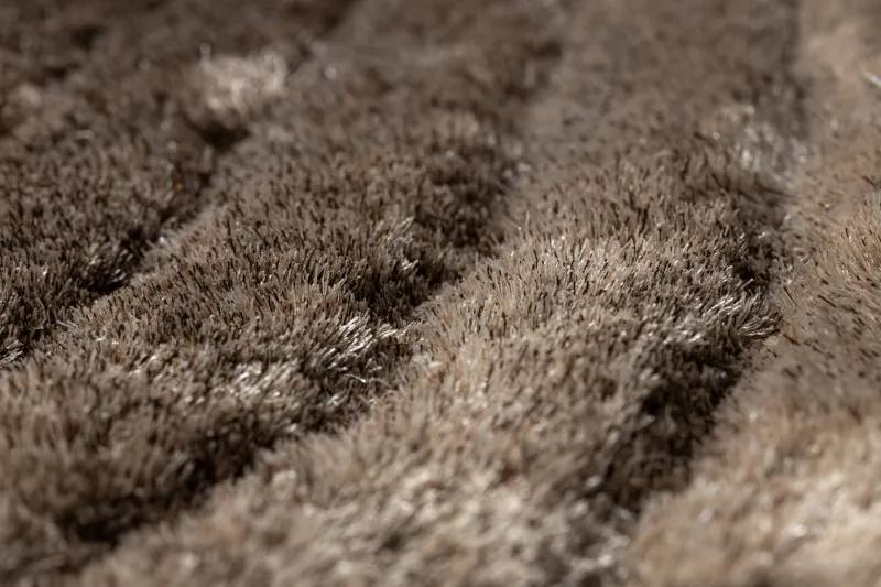 Moderný koberec FLIM 006-B2 shaggy, Vlny -tmavohnedý
