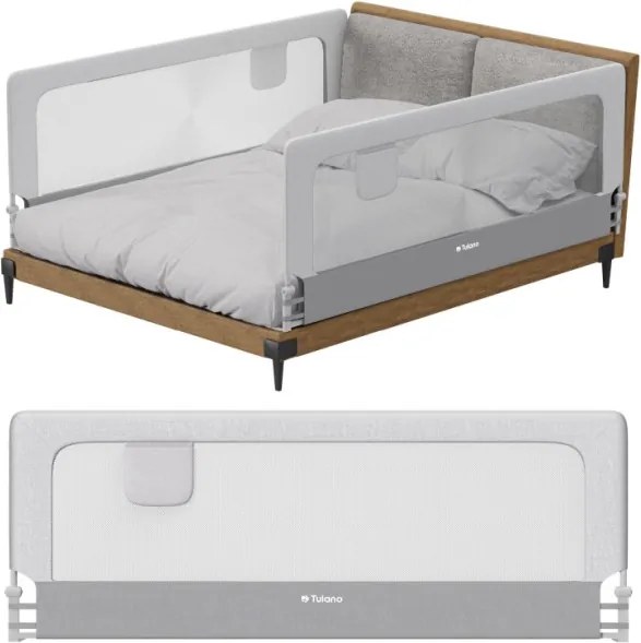 Bezpečnostná zábrana na posteľ Cover 30 biela / sivá 200 cm