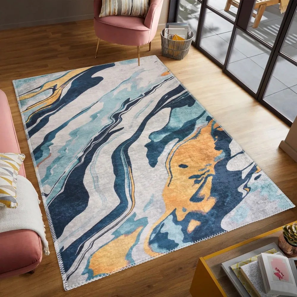 Žltý/modrý prateľný koberec 60x100 cm Colors of Joy – Vitaus