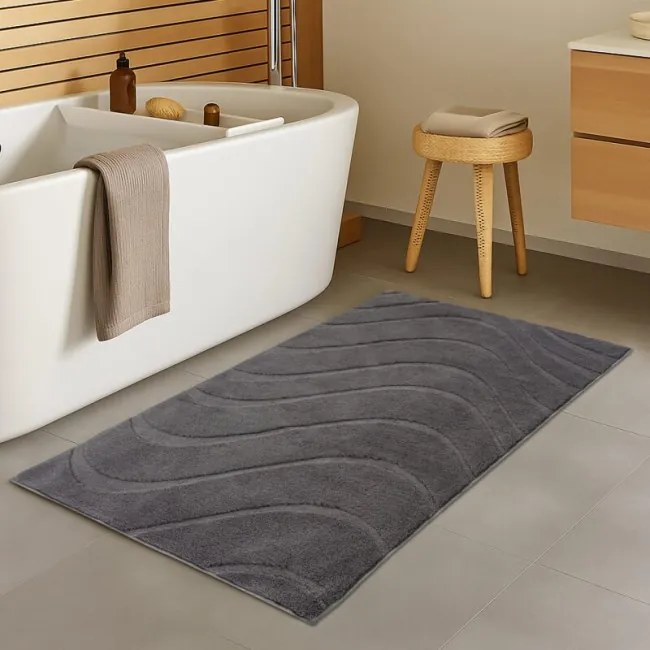 Kúpeľňový koberček WAVES 400 tmavosivý
