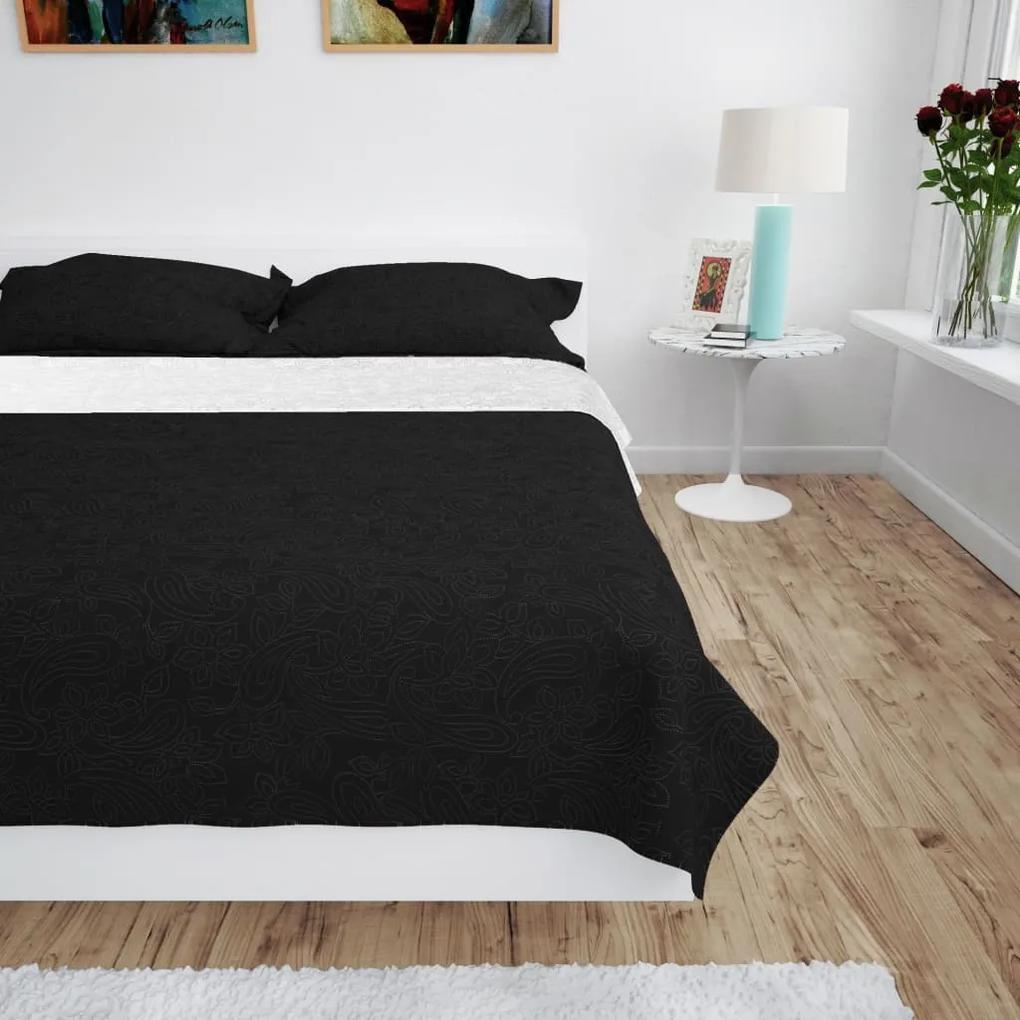 vidaXL Obojstranná posteľná prikrývka, 230x260 cm, čierno-biela