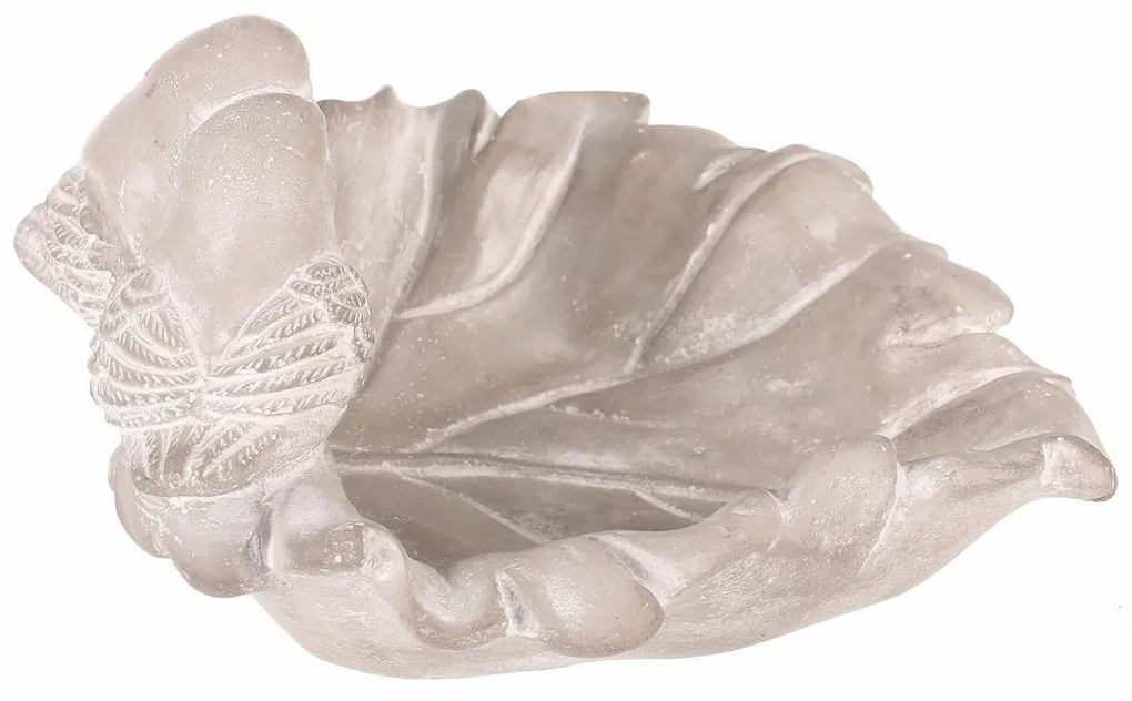 Betónové napájadlo pre vtáčiky List, sivá, 21 x 17 x 9 cm