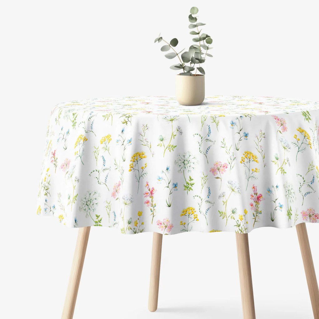 Goldea okrúhly obrus 100% bavlnené plátno deluxe - kvitnúca jar Ø 130 cm