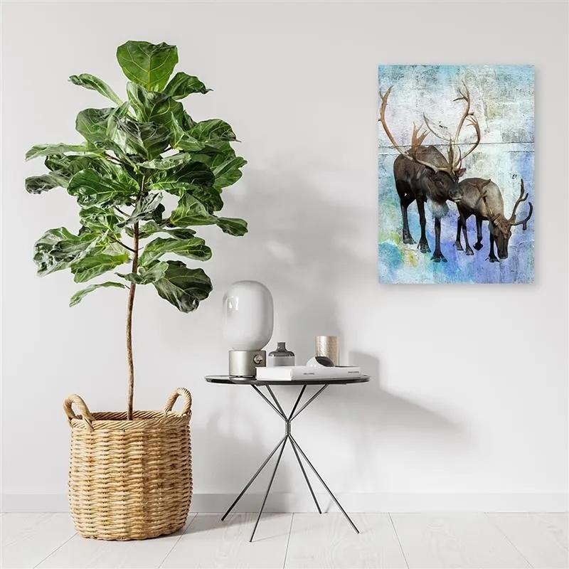 Gario Obraz na plátne Jelene a soby v zime Rozmery: 40 x 60 cm
