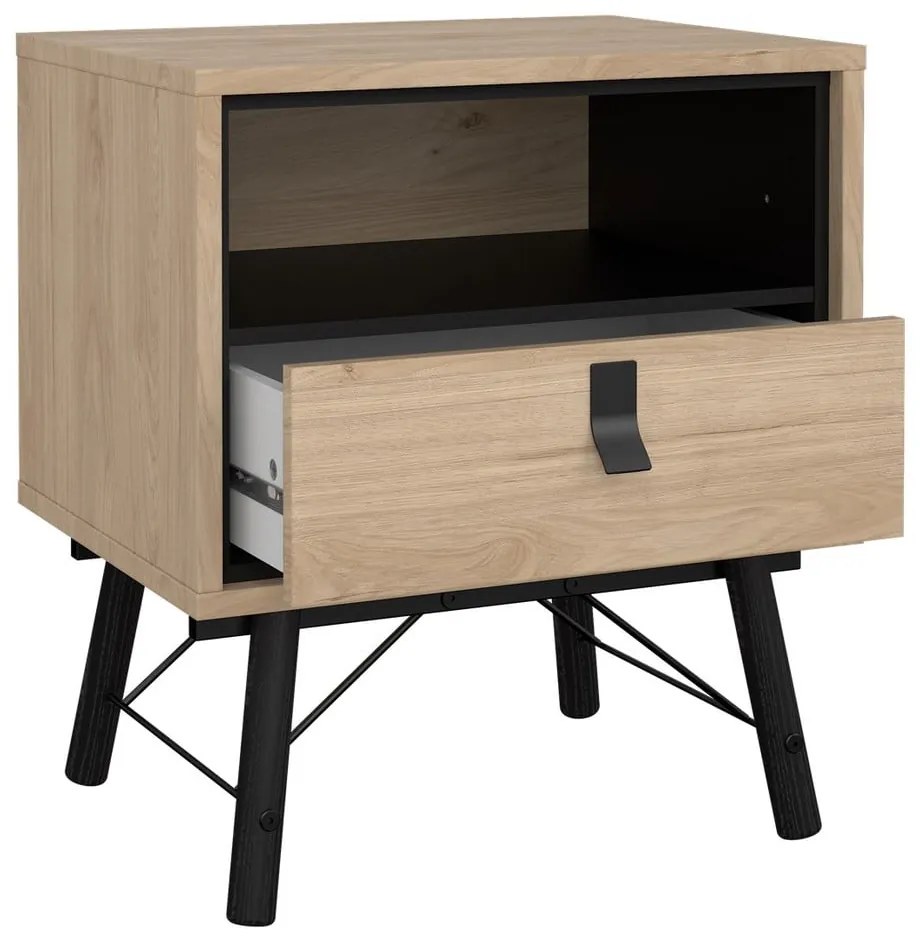 Nočný stolík v dekore duba v prírodnej farbe Ry – Tvilum