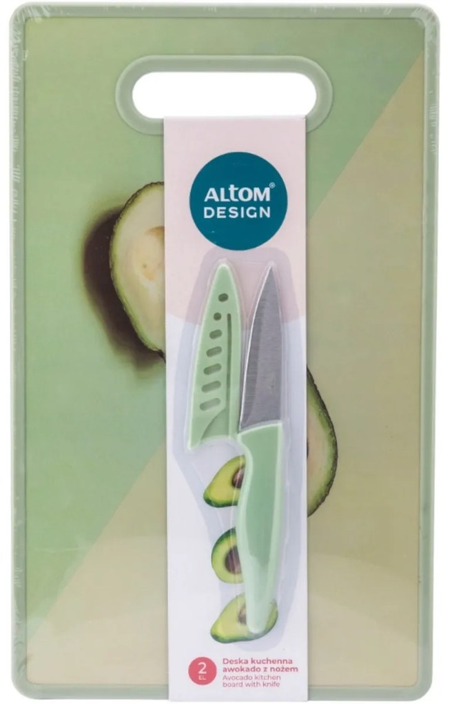 Altom Dekoratívna kuchynská doštička Avokádo s nožom 23 x 37 x 2,5 cm