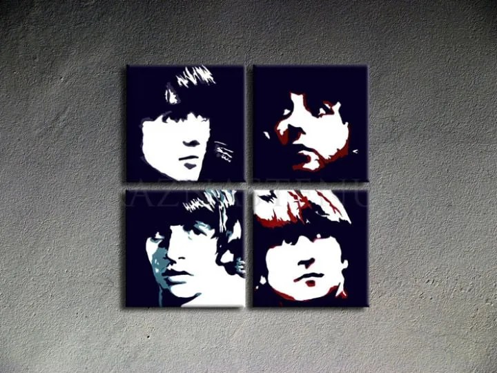 Ručne maľovaný POP Art obraz Beatles 100x100 cm