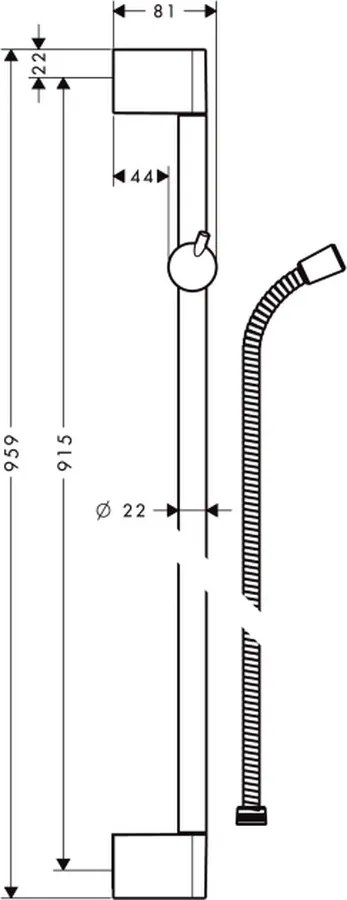 Hansgrohe Unica, Crometta sprchová tyč 900 mm so sprchovou hadicou Metaflex 1600 mm, chrómová, HAN-27614000