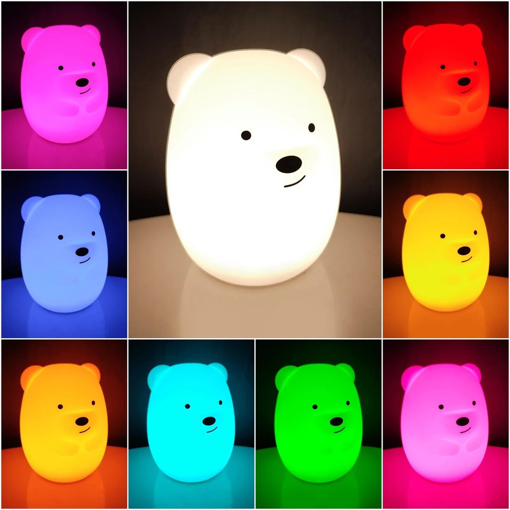Silikónová LED RGB nočná lampa Medvedík