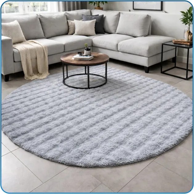 Koberec Rabbit Bubble strieborný kruh