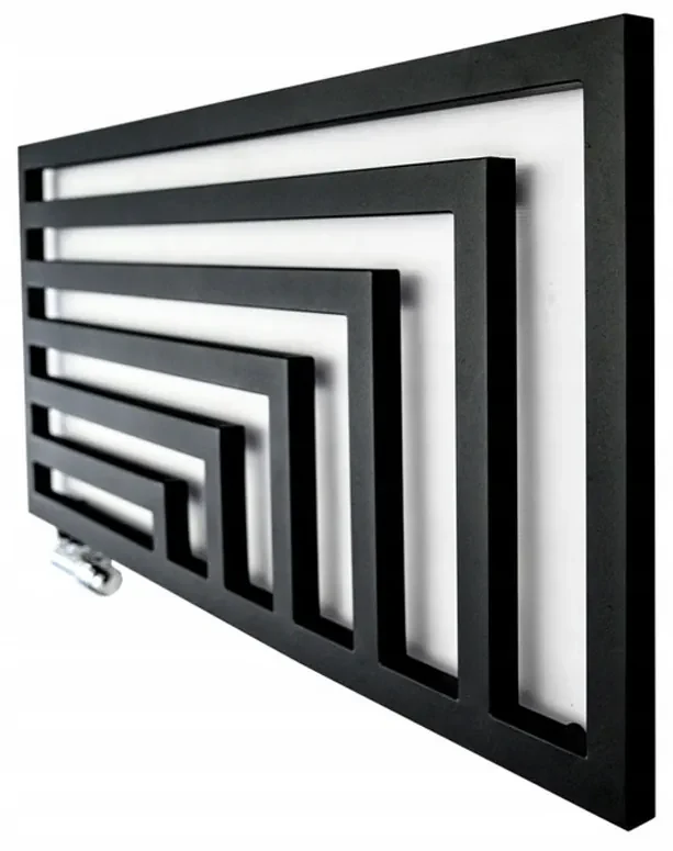 Regnis Kreon Zenit, vykurovacie teleso 1200x550 mm pre elektrickú vykurovaciu tyč, 630W, čierna matná, KZ120/55/BLACK/VYKUROVACIATYC