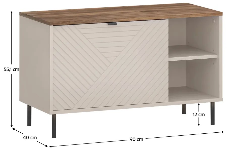 EYCO 1K skriňa na topánky, kašmír/dub Castello