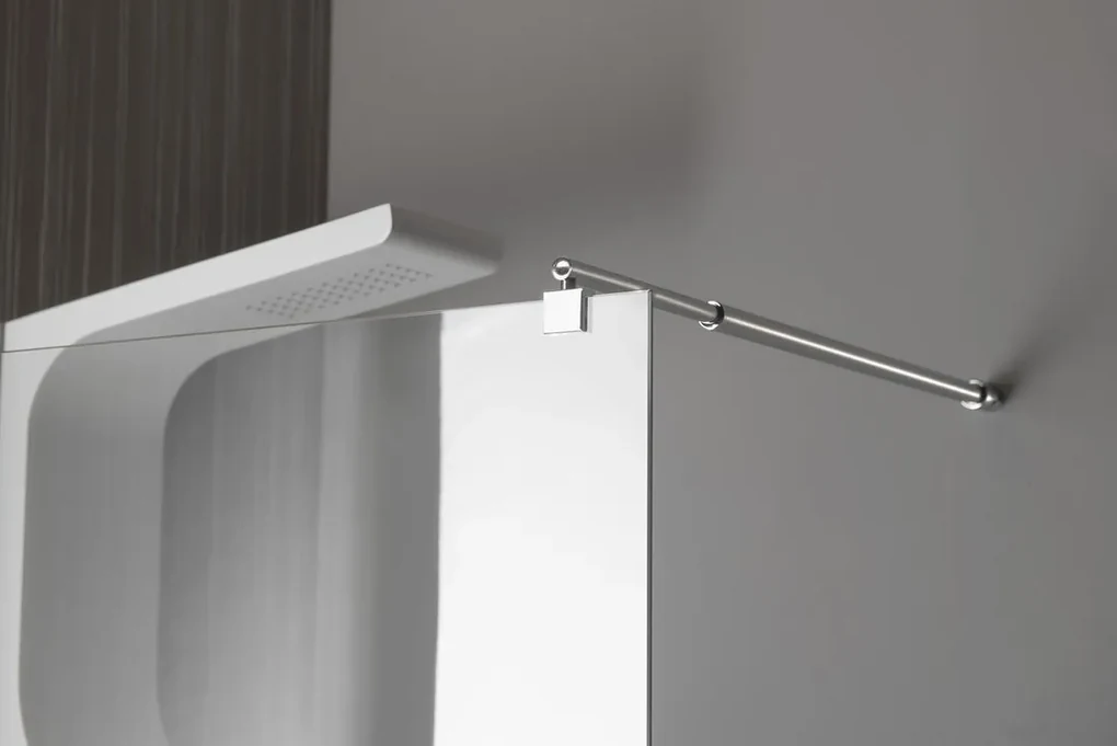 Aqualine Aqualine, WALK-IN stena na inštaláciu na múr so vzperou, jednodielna, 900 mm, sklo číre, WI091