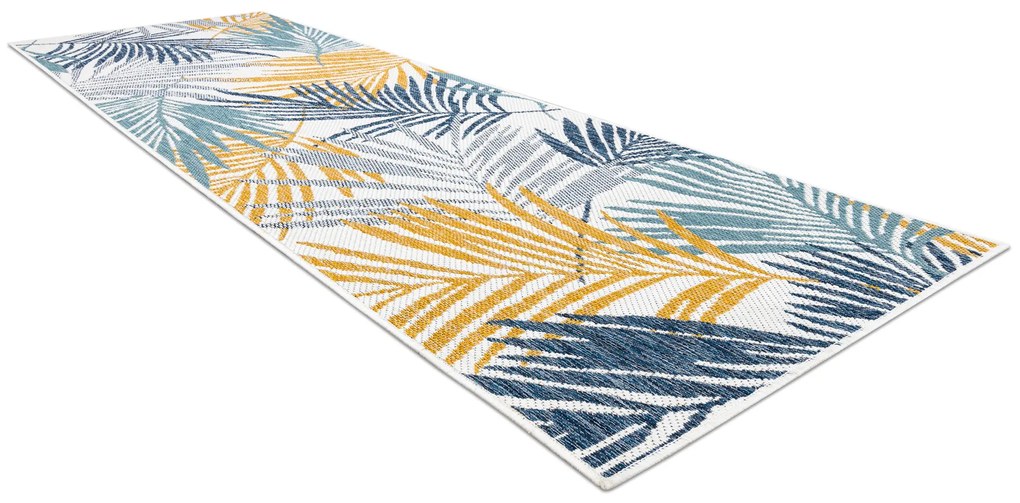 Koberec, behúň SISAL COOPER Listy 22258 ecru / tmavomodrý