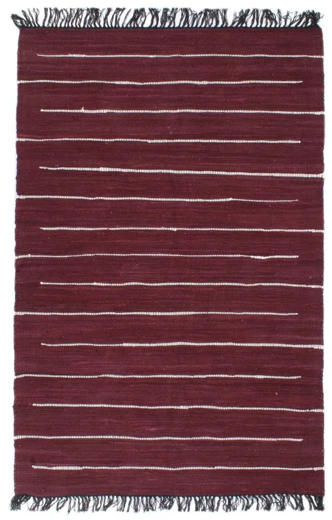 vidaXL Ručne tkaný koberec Chindi vínový 160x230 cm bavlnený
