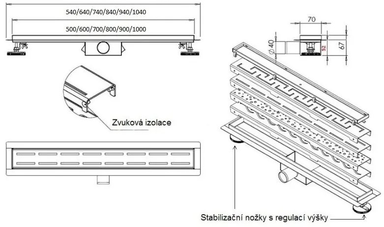 Odtokový sprchovací žľab MAXMAX Rea LINE