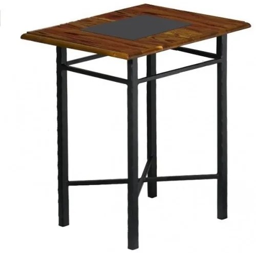 IRON-ART Nočný stolík CHAMONIX - s drevom, kov + drevo