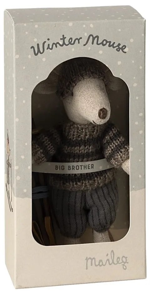 Maileg Myšiak na lyžiach Big Brother Grey