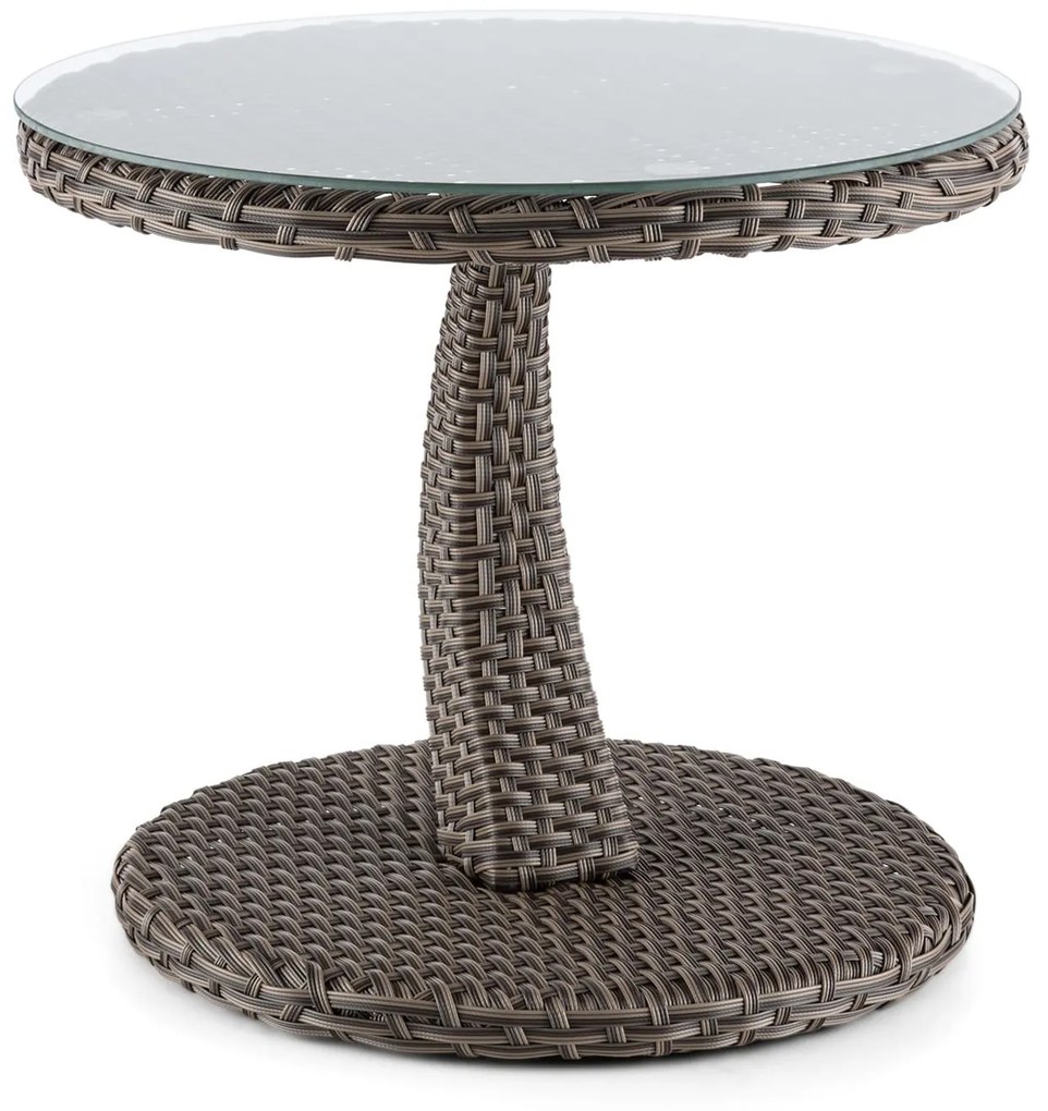 Tabula, odkladací stolík, 50 cm, sklo, polyratan, hliník, dvojfarebný antracit