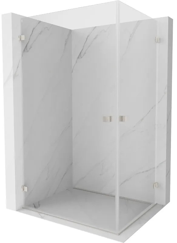 Mexen Lunar-B Duo výklopný sprchový kút 75 x 70 cm, číre sklo, brúsená oceľ, 832-075L-070P-97-00