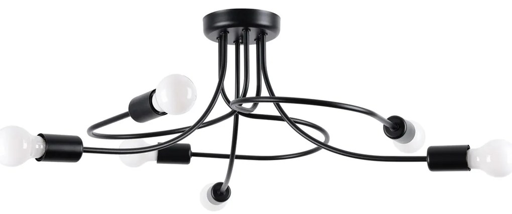 Stropné svietidlo Levar 6, čierne telo svietidla