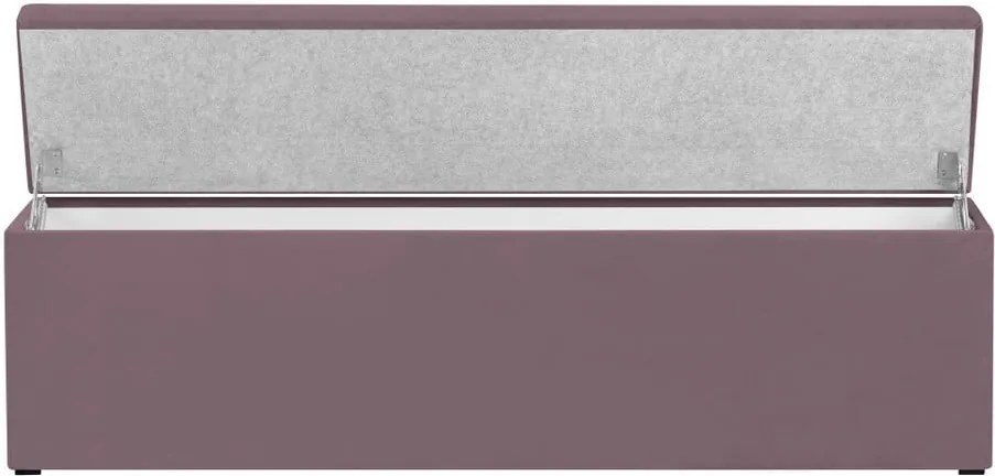 Fialový otoman k posteli s úložným priestorom Kooko Home Manna, 47 × 140 cm
