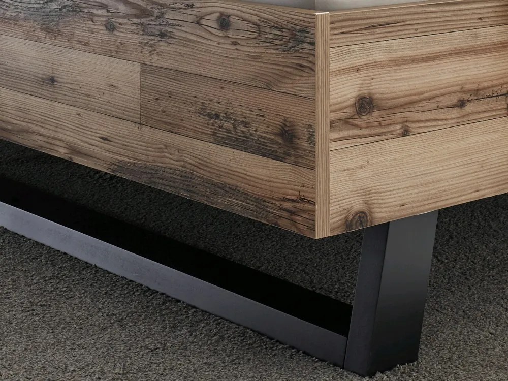 Posteľ s nočnými stolíkmi Sarnia 180x200 cm, zrubová doska/tmavý betón