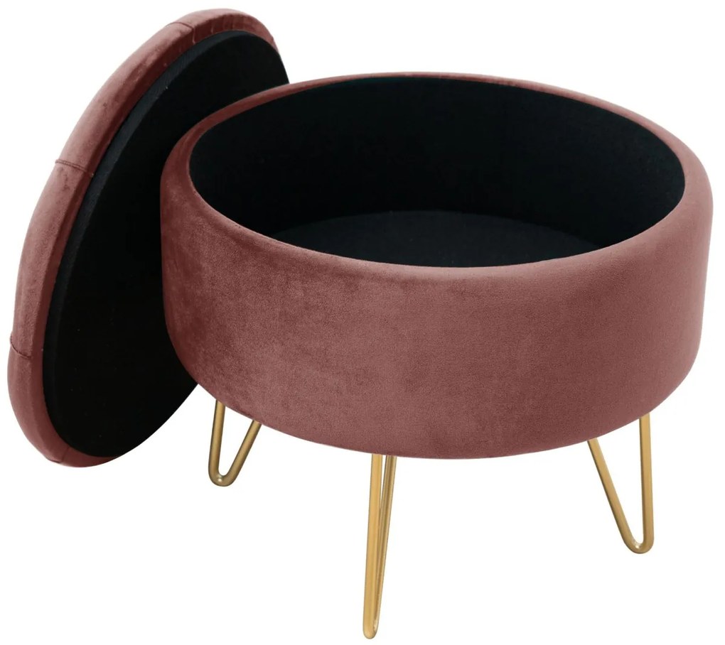 Taburet ROCA zamatový ružový