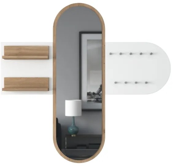 Nástenné zrkadlo RANI 125x120 cm biela/hnedá