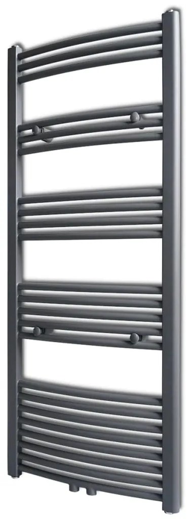 vidaXL Šedý rebríkový radiátor na centrálne vykurovanie, zaoblený 600 x 1424 mm