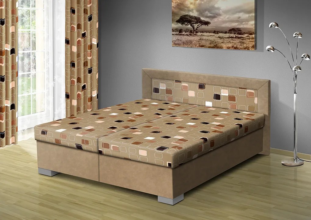 Nabytekmorava Čalúnená posteľ s úložným priestorom Vanessa 180x200 čalúnenie: béžová/MEGA 31 béžová, Typ roštov: polohovacie