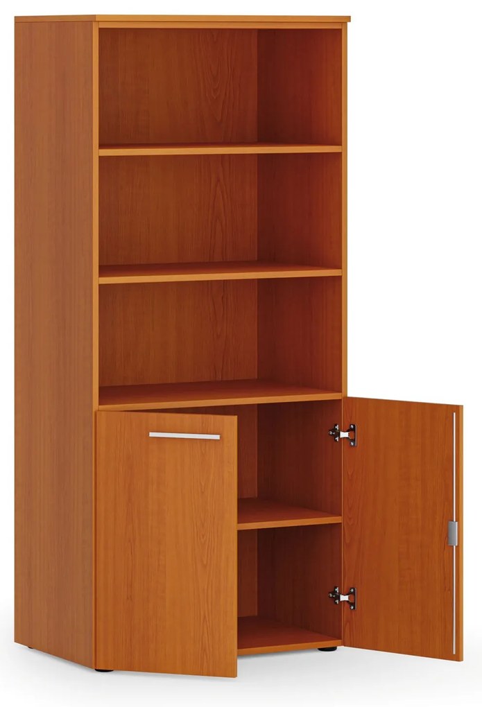 Kombinovaná kancelárska skriňa PRIMO WOOD, nízke dvere, 800 x 500 x 1781 mm, čerešňa