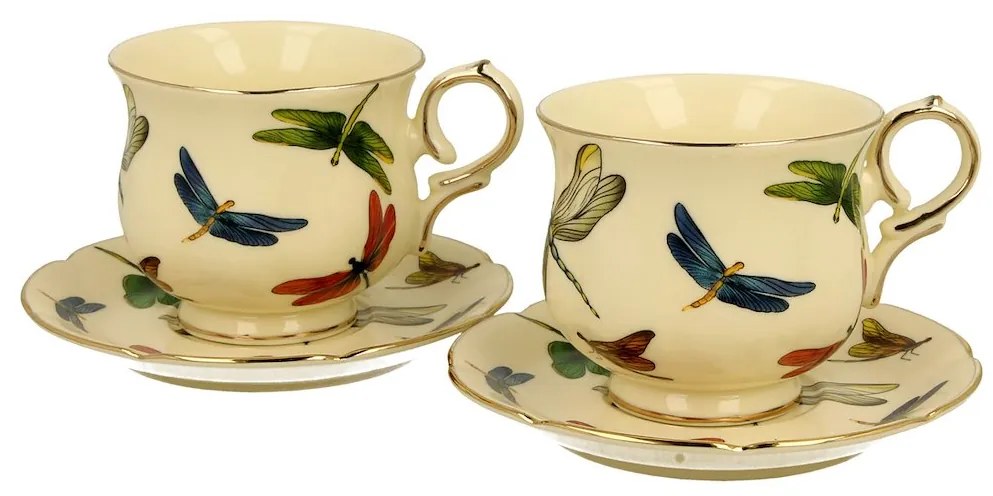 Duo Porcelánová šálka na nohe s podšálkou Dragonfly 150 ml sada 2ks