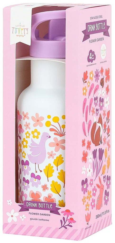 A Little Lovely Company - antikorová fľaša na pitie, 350 ml - kvetinová záhrada