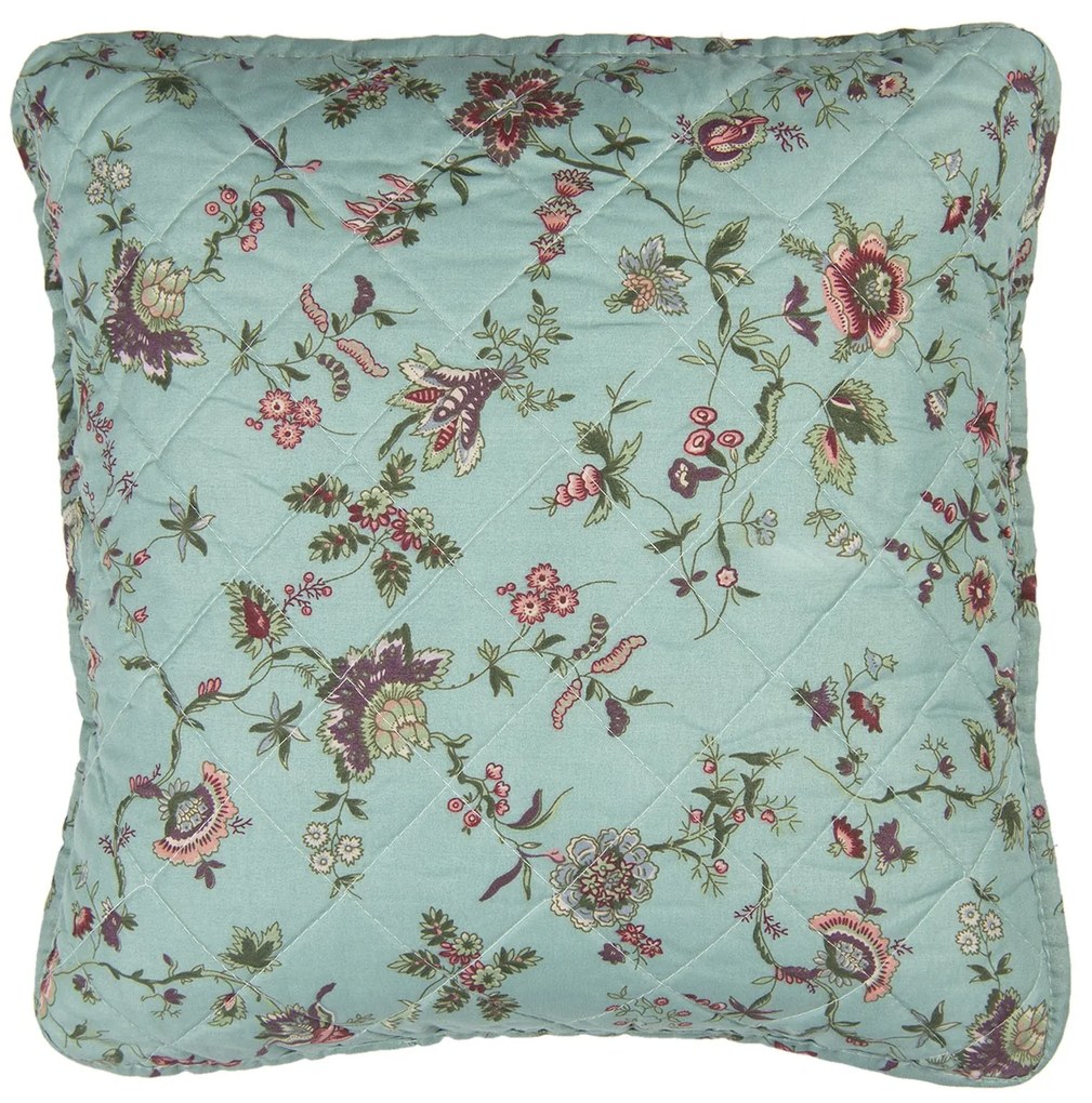 Tyrkysový povlak na vankúš s kvetmi Flowers - 40 * 40 cm