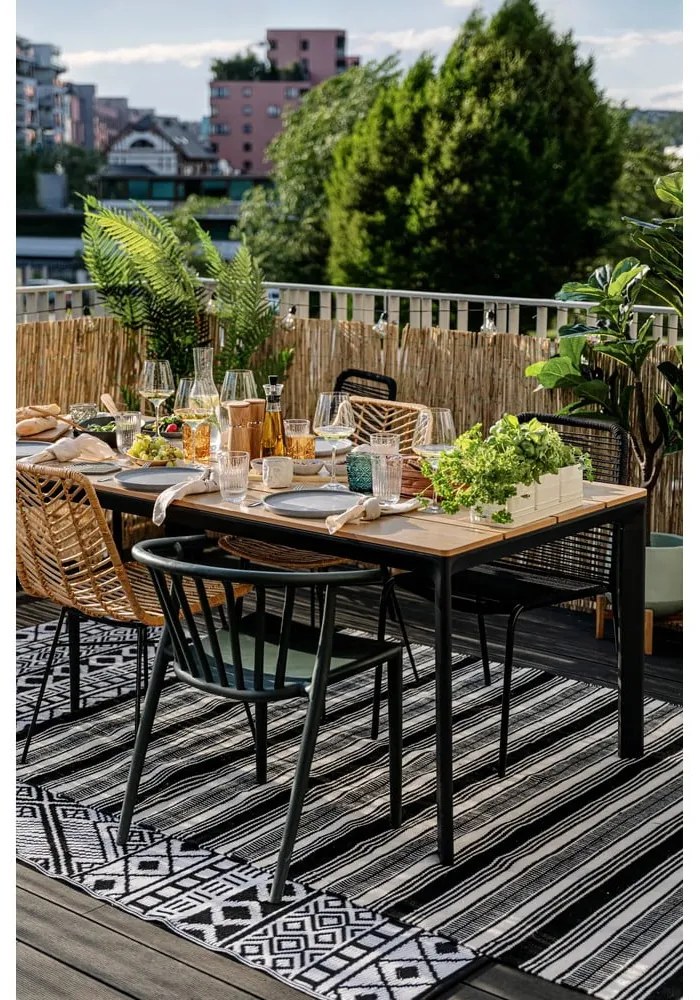 Čierno-biely obojstranný vonkajší koberec z recyklovaného plastu Green Decore Zambezi, 80 x 180 cm