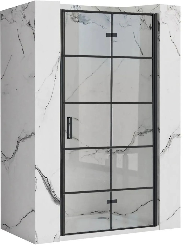 Rea Molier, skladacie sprchové dvere 90x190cm do otvoru, 6mm číre sklo, čierny profil, KPL-K1538