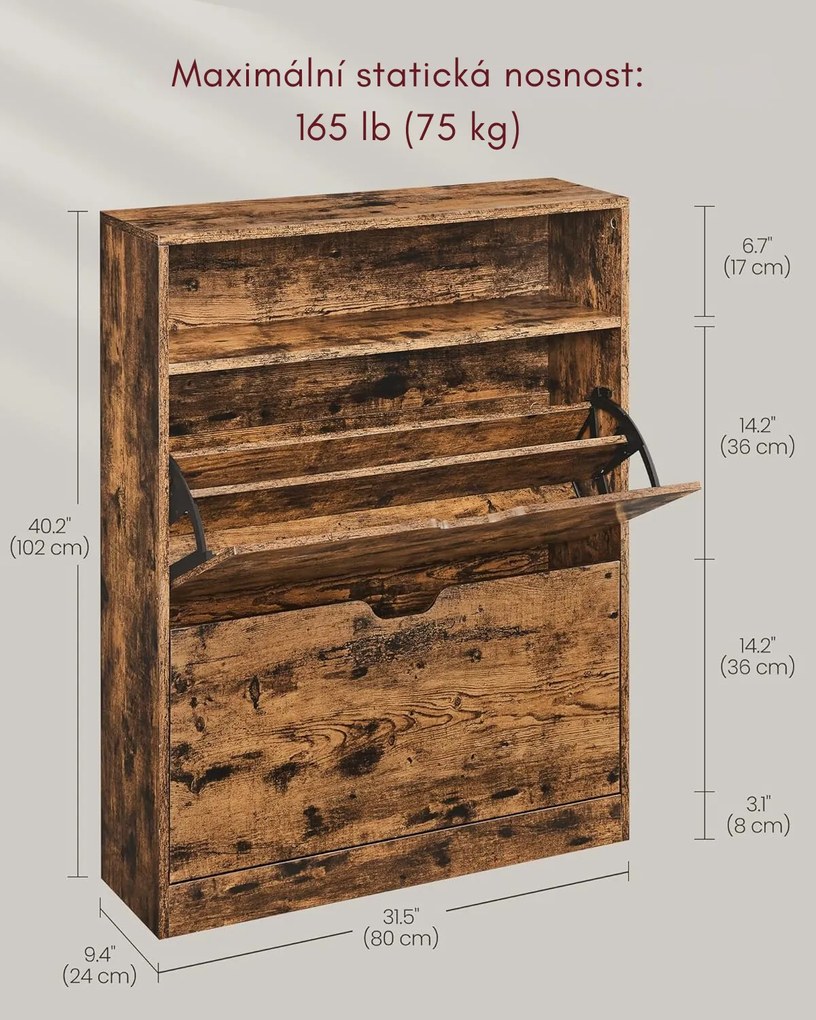Botník Vasagle Edmonton 102 cm hnědý