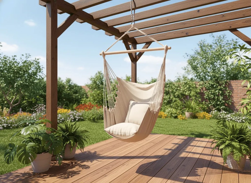 Béžové závesné kreslo DAGO