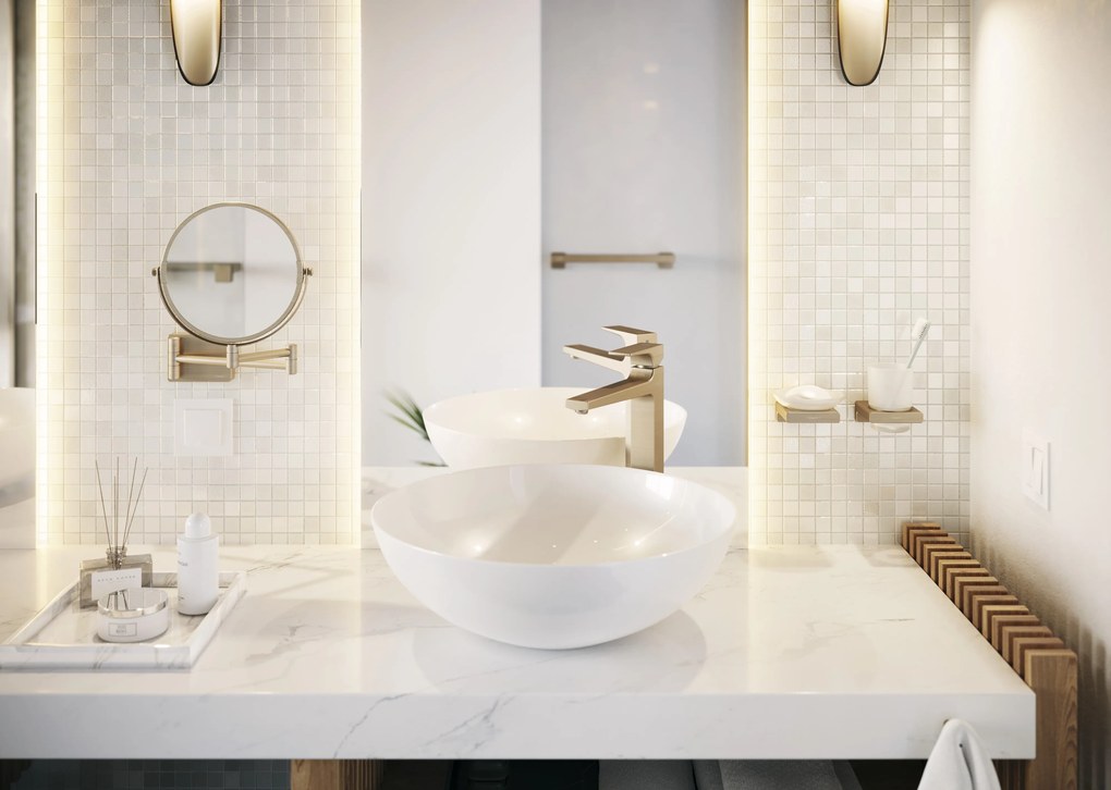 Hansgrohe AddStoris, kozmetické zrkadlo Ø188 mm, kartáčovaný bronz, HAN-41791140