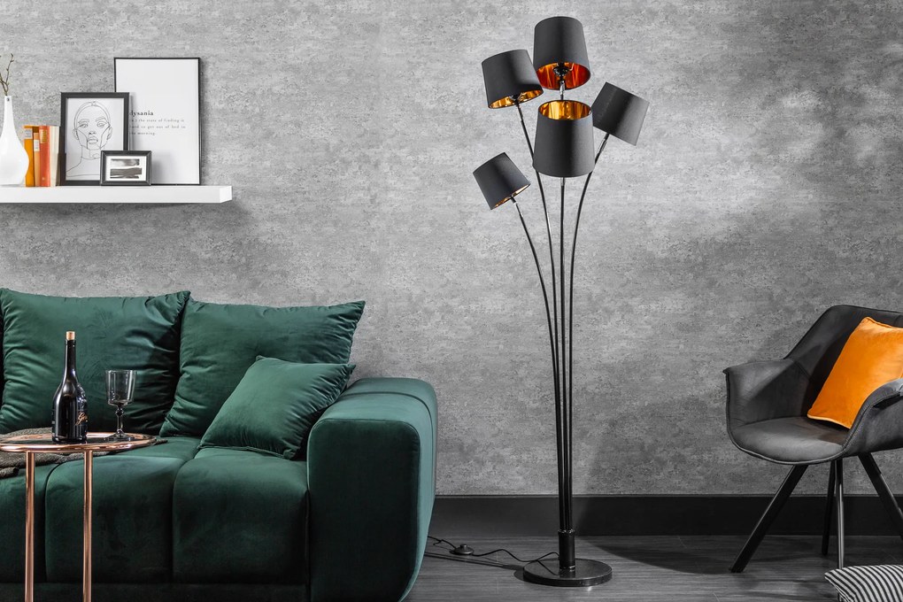 Stojacia lampa Levels 178cm čierne zlato
