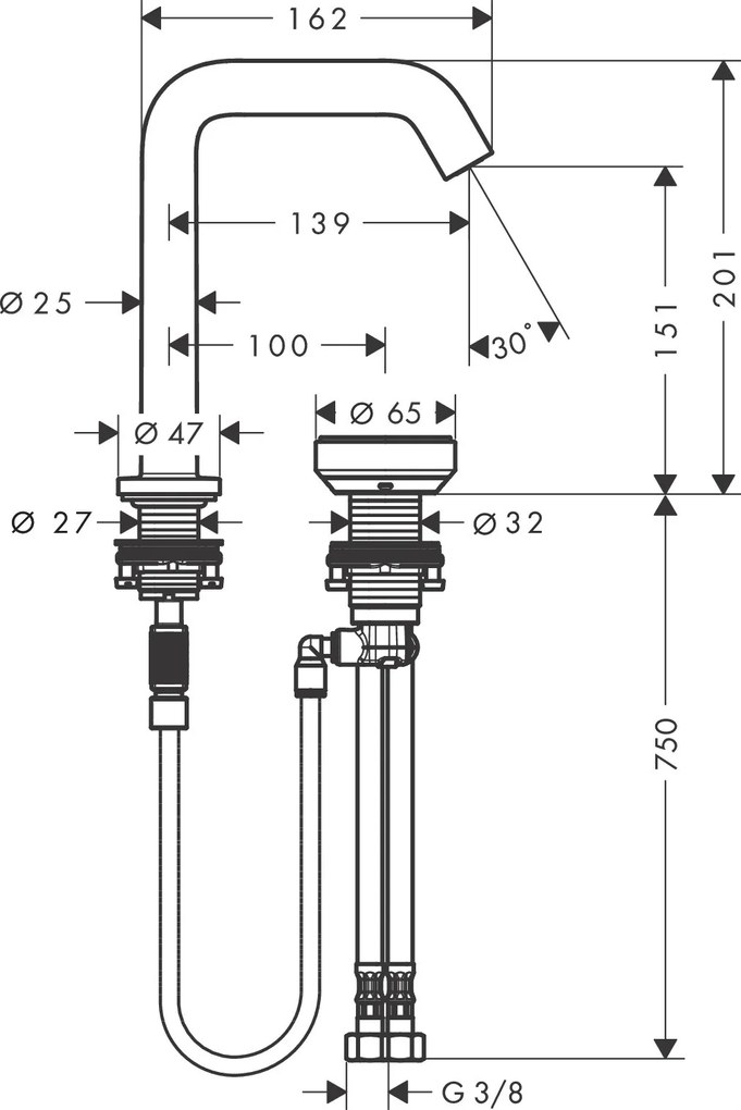 Hansgrohe Tecturis S, dvojotvorová umývadlová batéria 150 CoolStart EcoSmart+ s odtokovou súpravou, kartáčovaný bronz, HAN-73353140