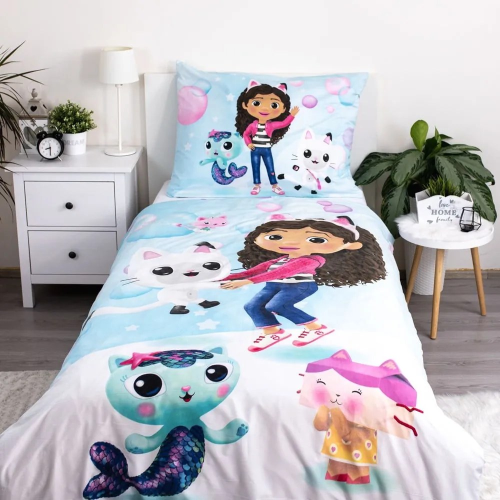 Detská obliečka na jednolôžko z mikrovlákna 140x200 cm Gabby's Dollhouse "bubbles" – Jerry Fabrics