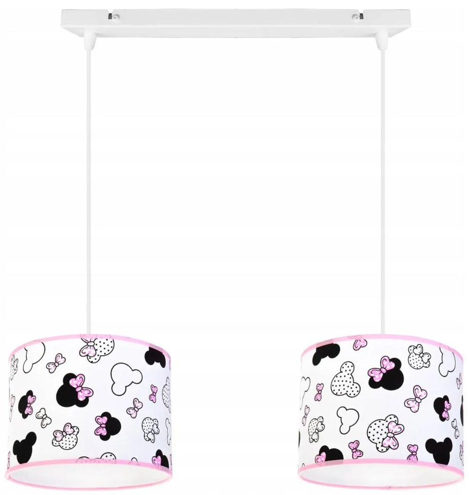Detské závesné svietidlo Minnie, 2x textilné tienidlo so vzorom
