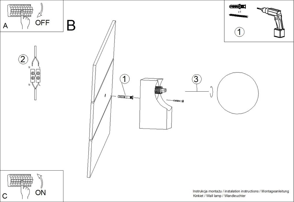 Nástenné svietidlo Bulbo, 1x biele sklenené tienidlo, drevo