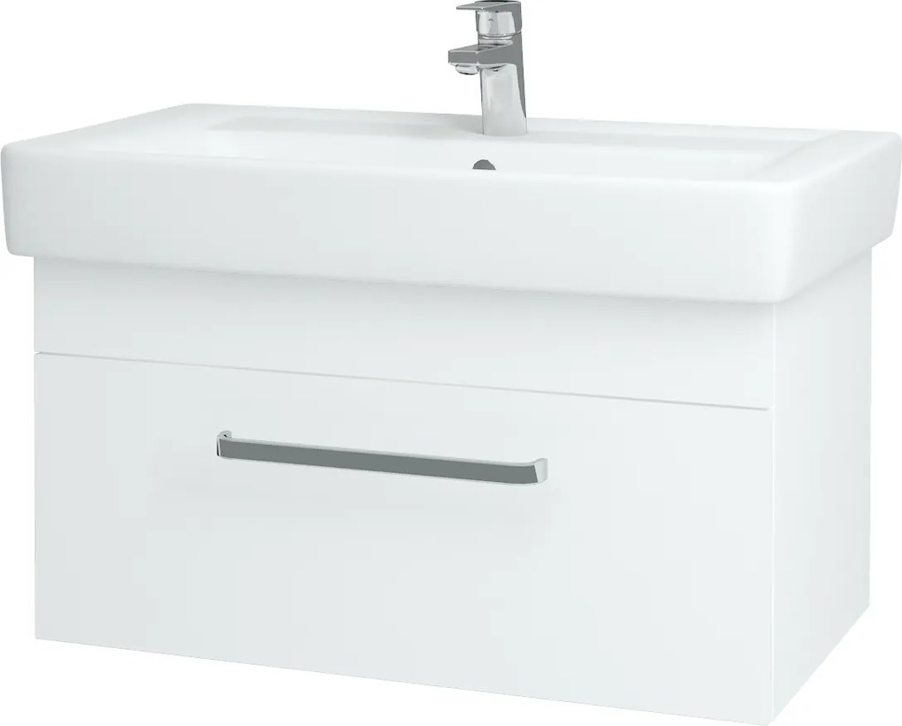 Dřevojas - Koupelnová skříň Q UNO SZZ 80 - N01 Bílá lesk / Úchytka T01 / L01 Bílá vysoký lesk (20036A)