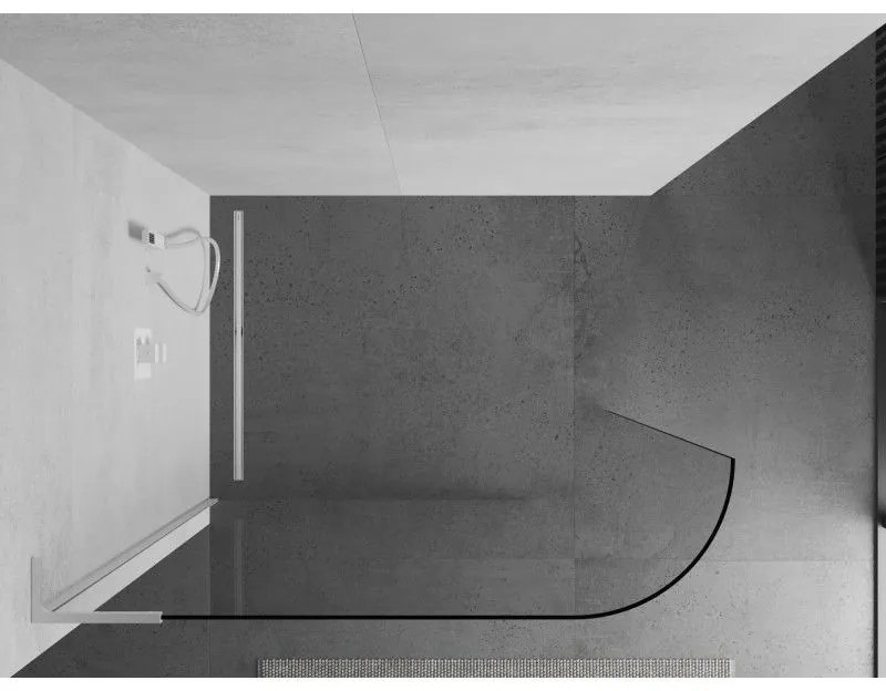 Mexen Kioto L, sprchová zástena Walk-In 100 x 200 cm, 8mm číre sklo, biely profil, 800-100-103-20-06