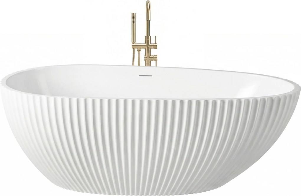 Rea Carmen, voľne stojaca vaňa 170x85 cm, biela, zlatý matný click-clack, KPL-W7506