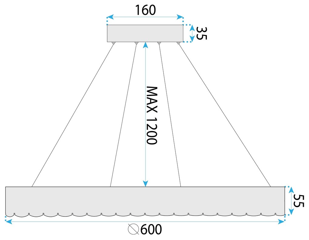 Toolight Toolight, LED závesné svietidlo 60cm, 40W, 4000K, MS019-CP, ružové zlato, OSW-09631